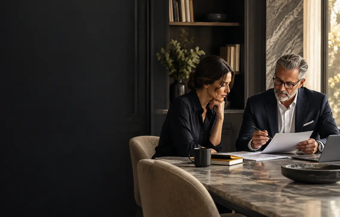 Senior advisor helping a client evaluate an important business decision