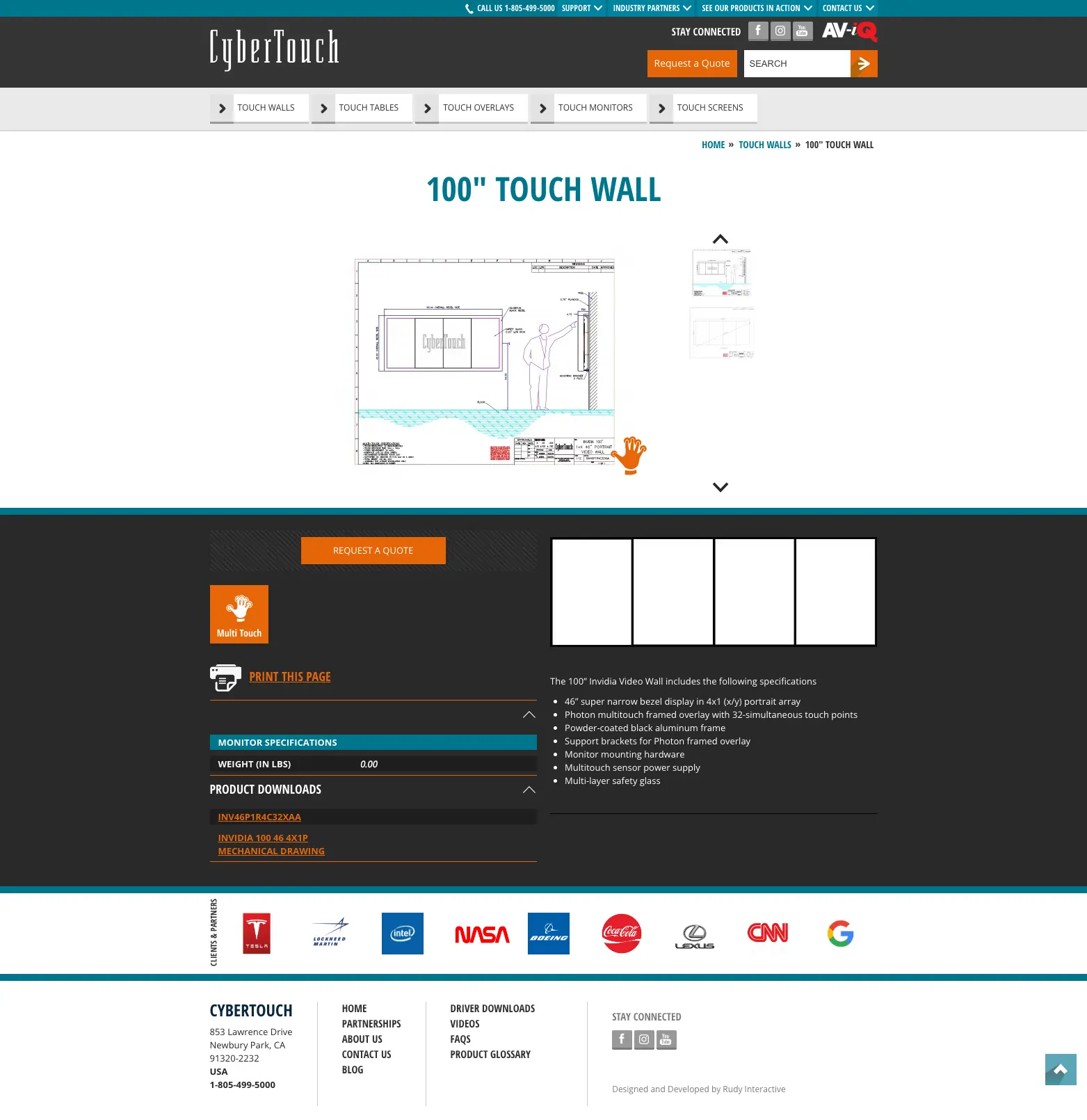 Cybertouch 100-inch Touch Wall product detail page