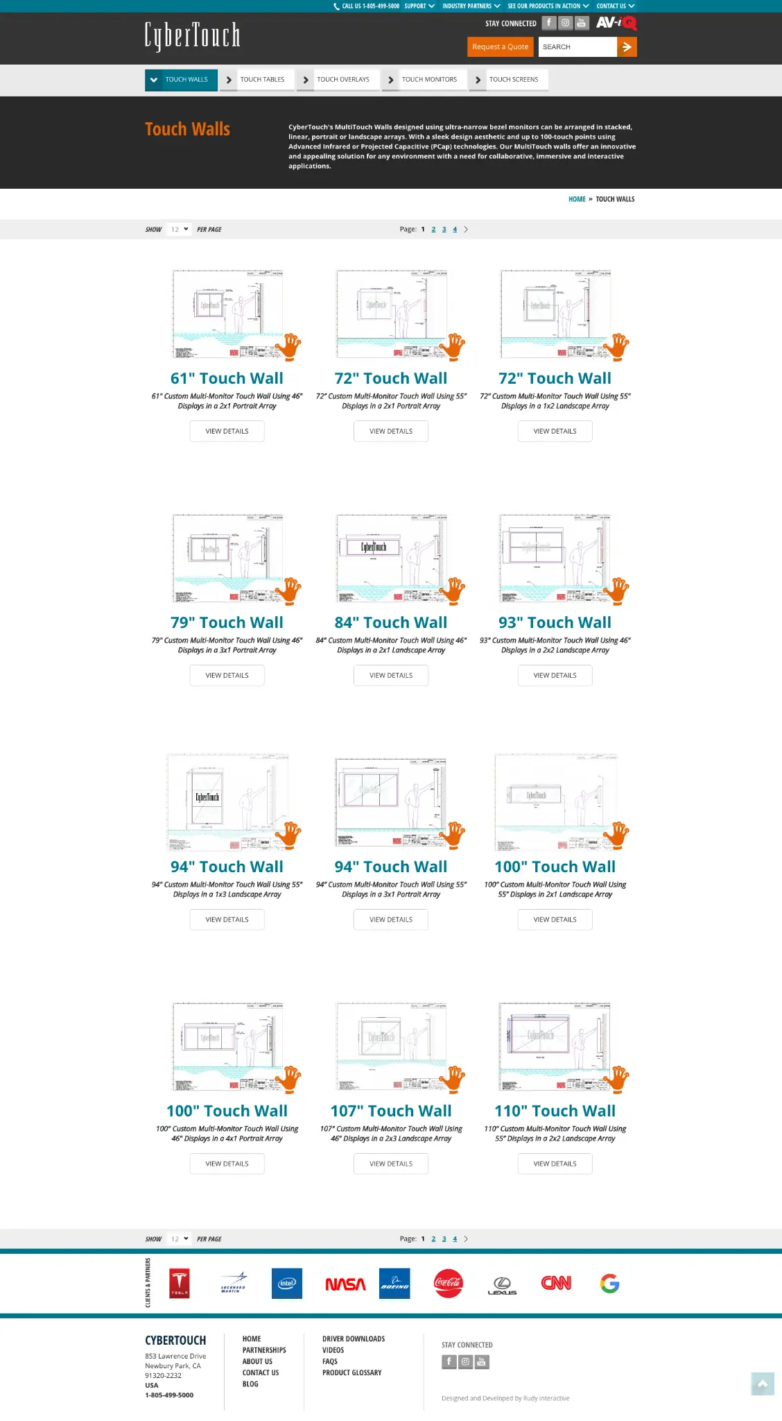 Cybertouch Touch Walls product listing page