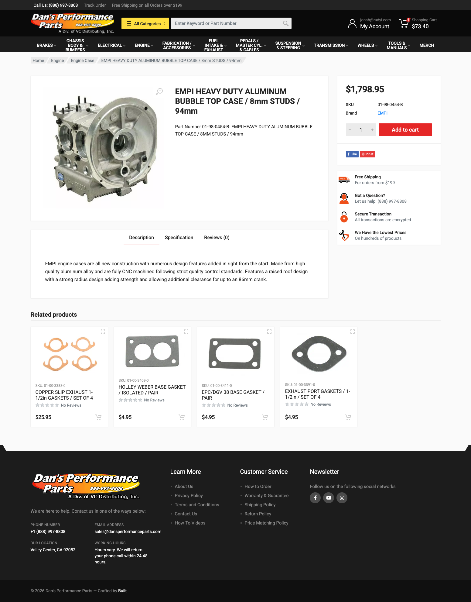 Dan’s Performance Parts product detail page