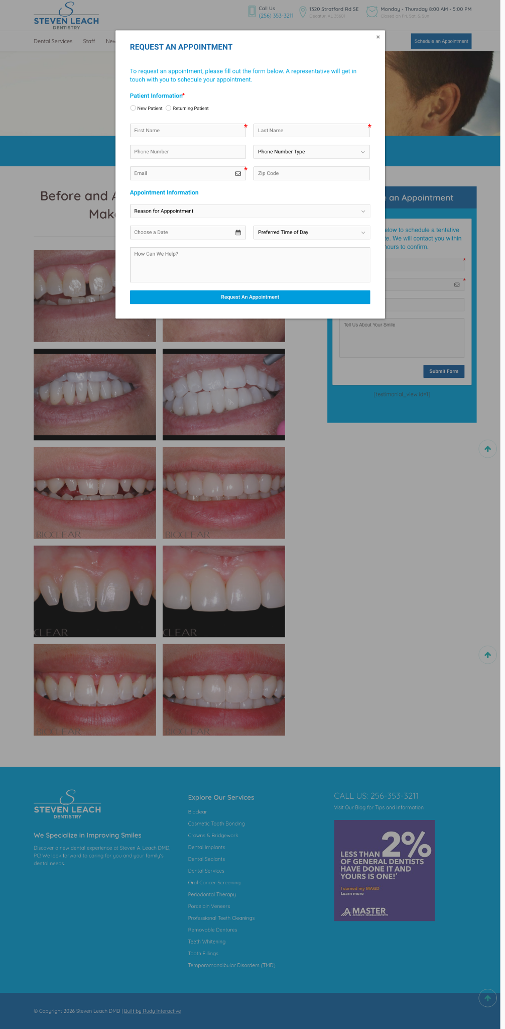 Steven Leach Dentistry online appointment request experience