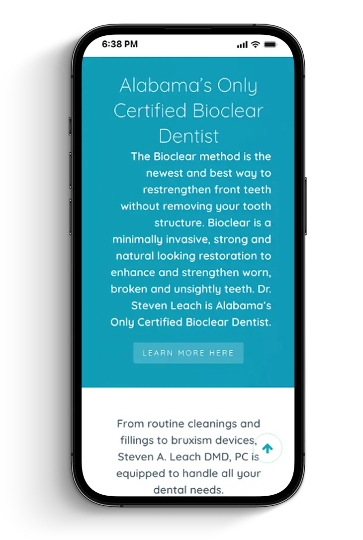 Steven Leach Dentistry mobile homepage