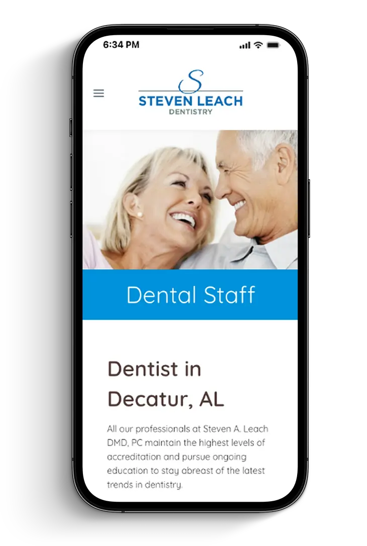 Steven Leach Dentistry mobile staff page