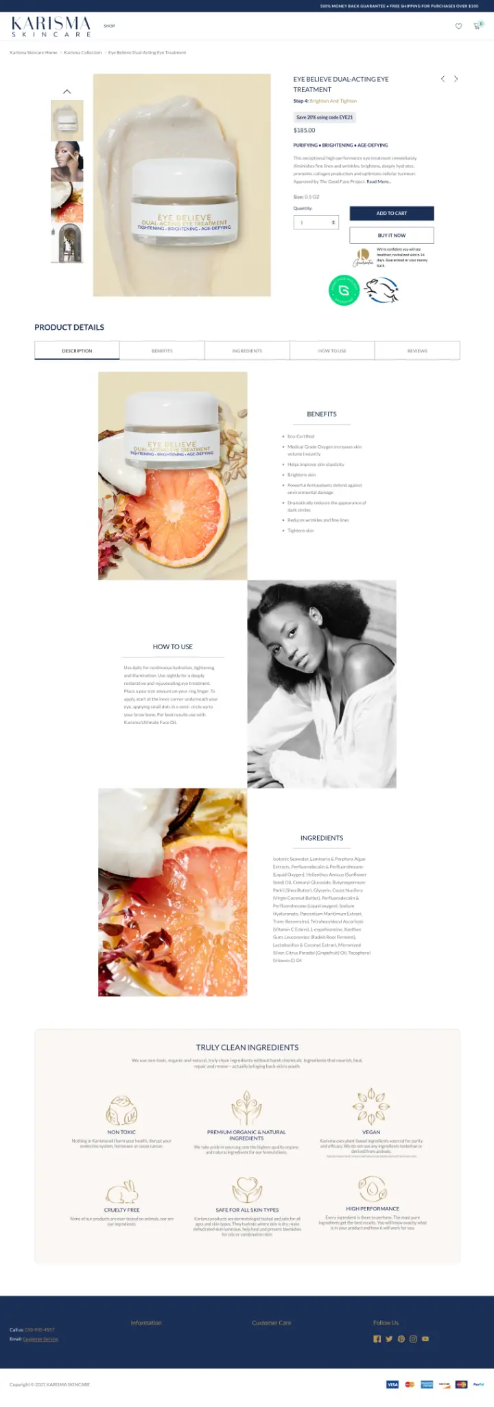 Karisma Skincare ecommerce product detail page
