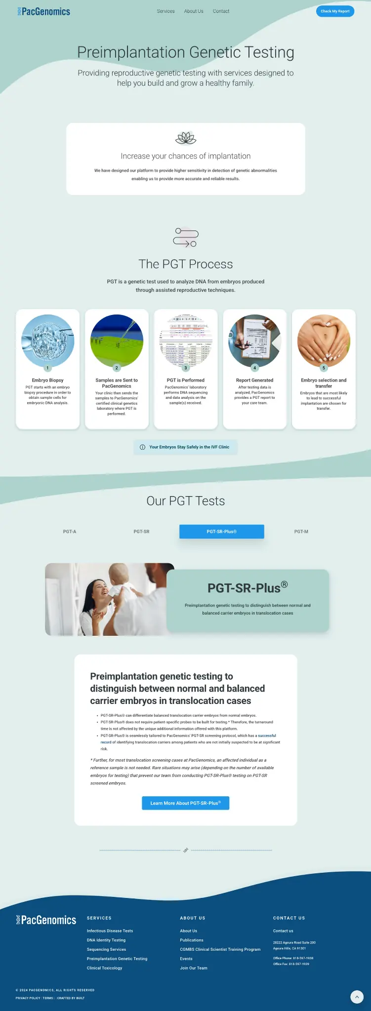 PacGenomics preimplantation genetic testing page