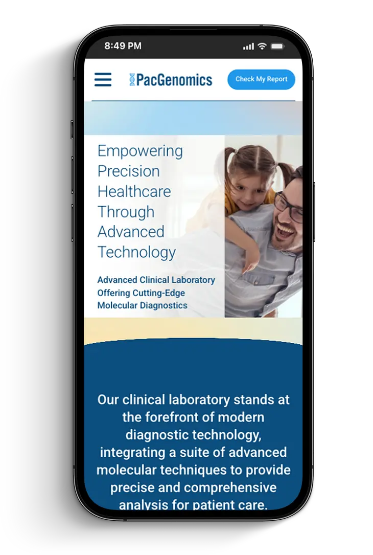 PacGenomics mobile homepage