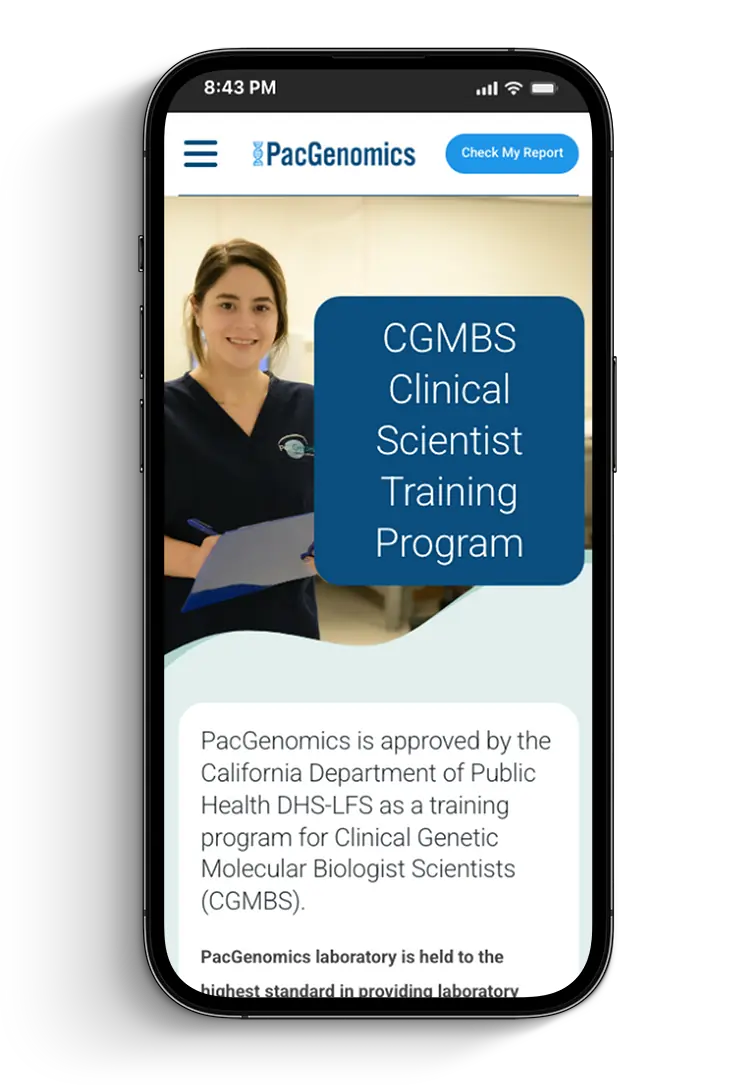 PacGenomics mobile clinical scientist training program page