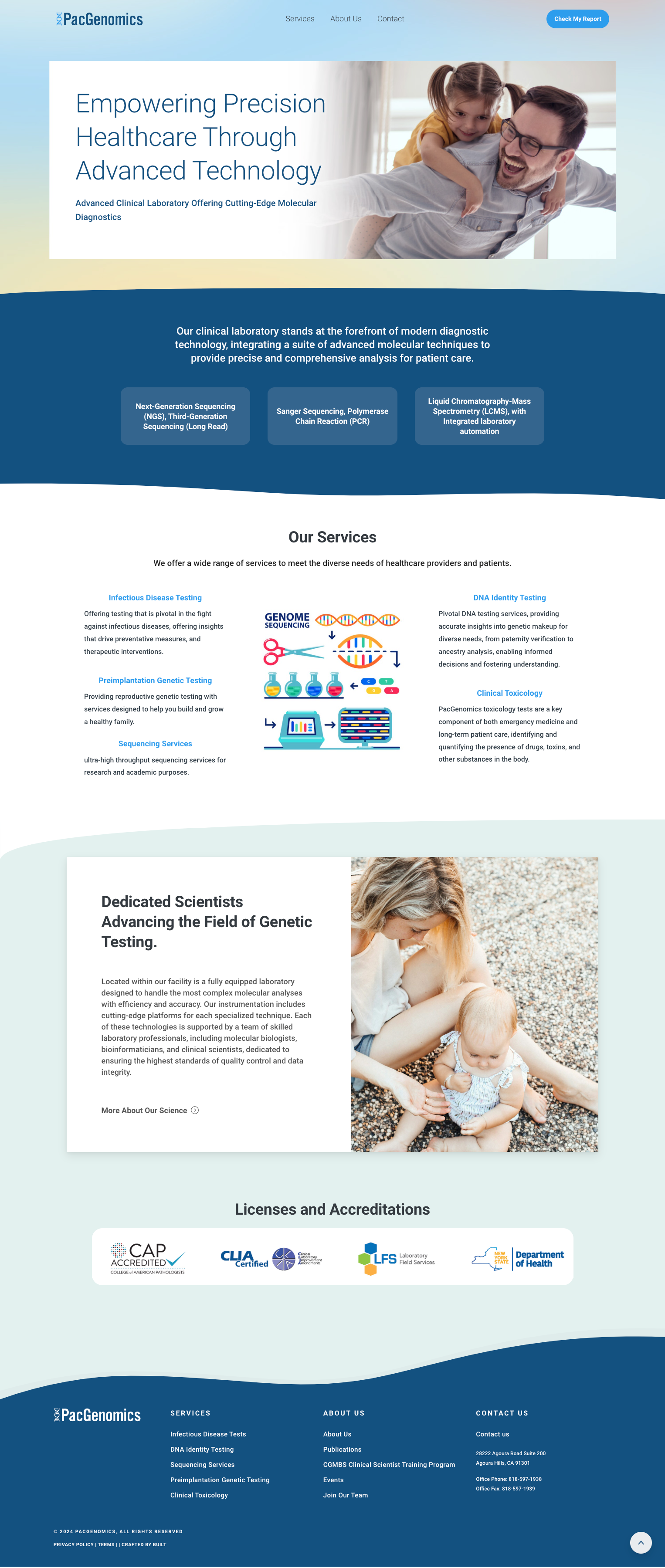 PacGenomics website design and scientific services experience