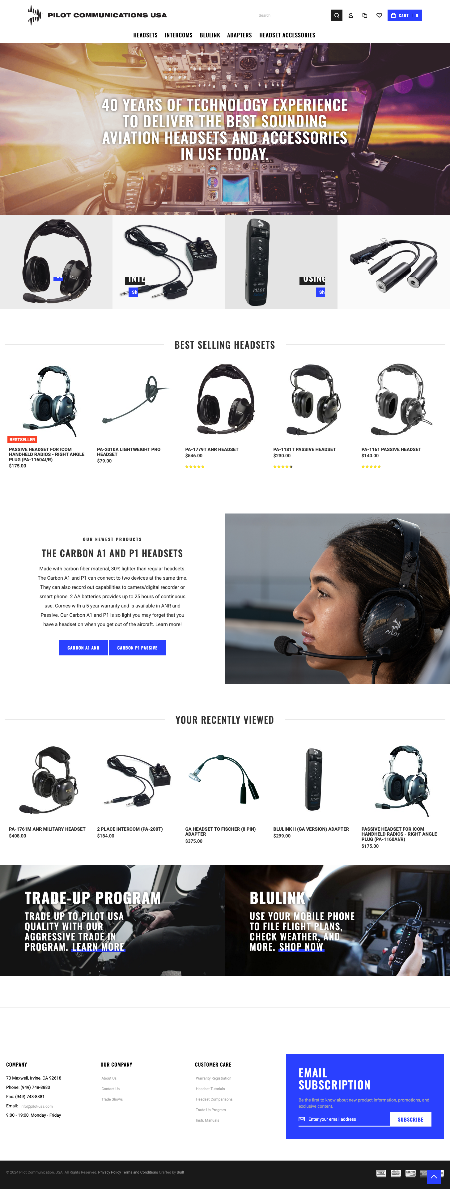 Pilot Communications ecommerce homepage