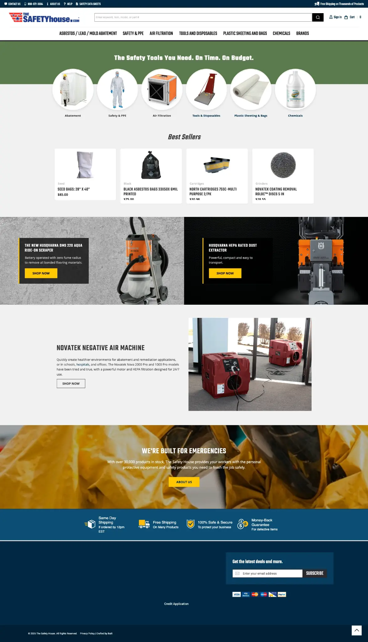 The Safety House ecommerce homepage