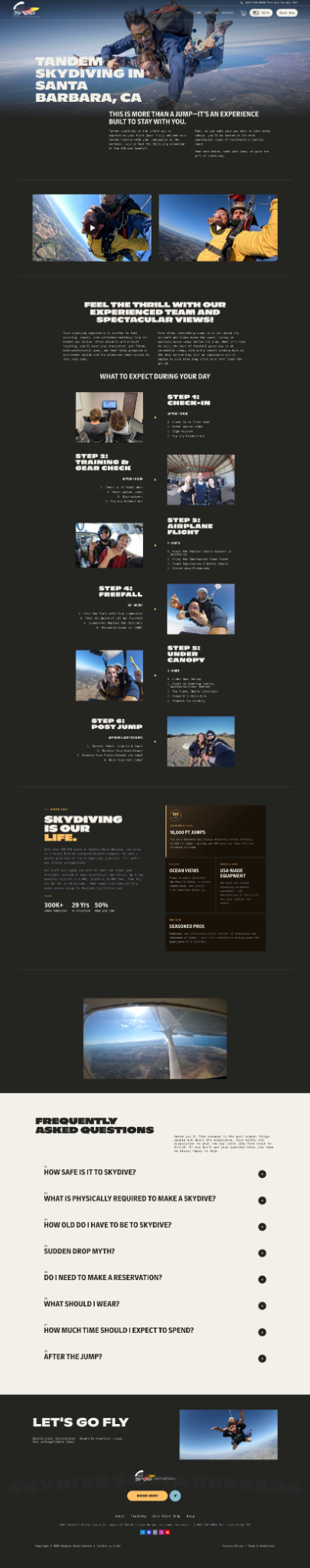 Skydive Santa Barbara first-jump experience page