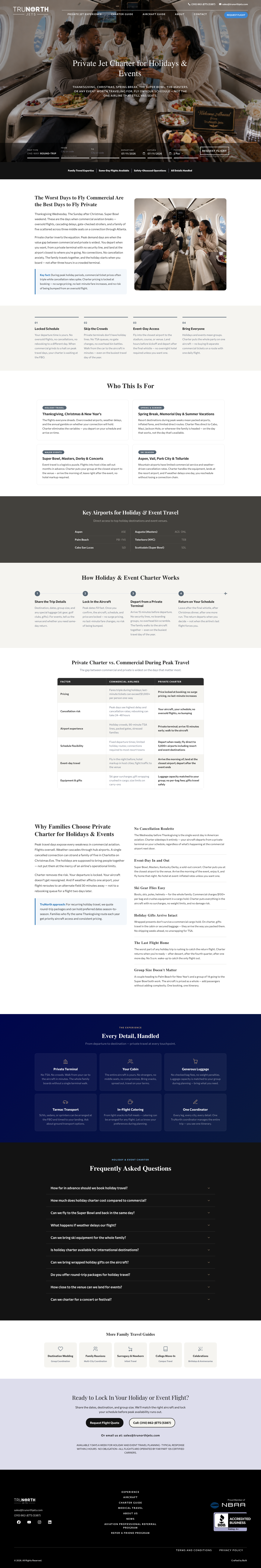 TruNorth Jets private jet experience page