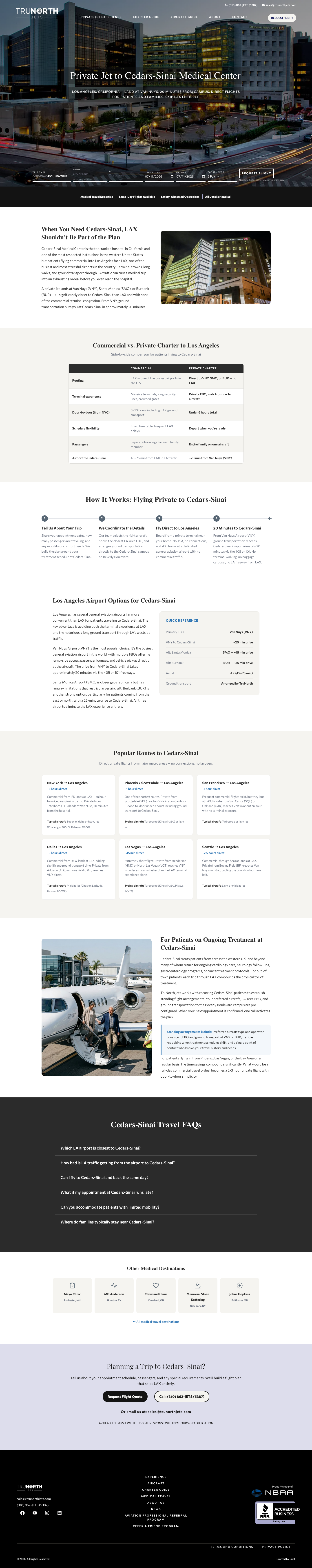 TruNorth Jets private jet experience page